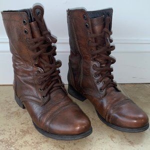 Steve Madden Brown Leather Combat Boots